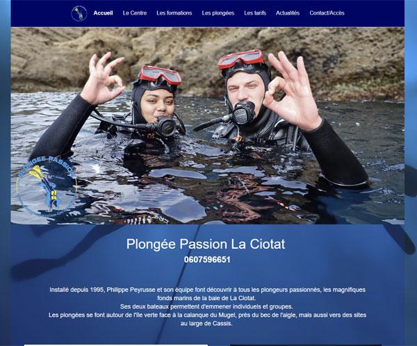 Site internet de Plongée Passion à La Ciotat